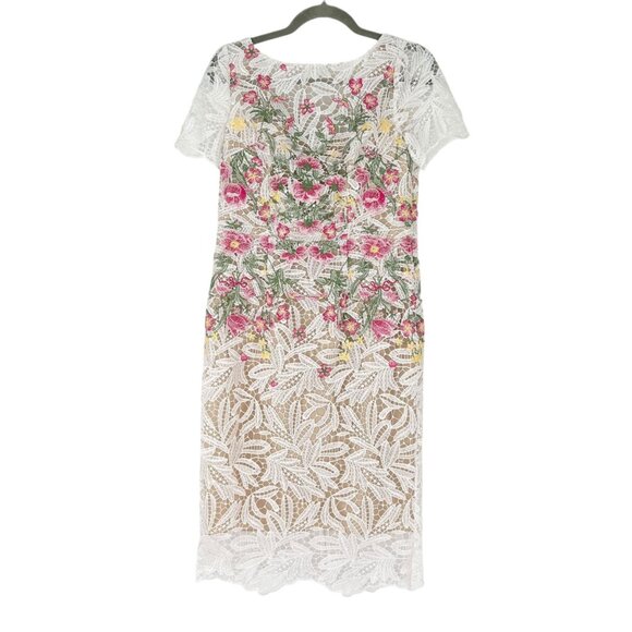 NWT Marchesa Notte Guipure Lace Floral Midi Dress - Picture 2 of 10